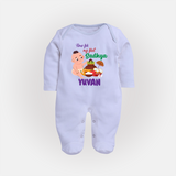 My First Onam Sadhya Celebration Full Body Suit - BABY BLUE - New Born (Chest 7.5")