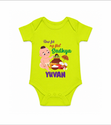 My First Onam Sadhya Celebration Romper - LIME GREEN - New Born (Chest 14")