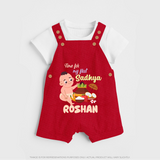 My First Onam Sadhya Celebration Dungaree - RED - 0 - 5 Months Old (Chest 18")
