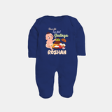 My First Onam Sadhya Celebration Full Body Suit - NAVY BLUE - New Born (Chest 7.5")
