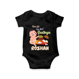 My First Onam Sadhya Celebration Romper - BLACK - New Born (Chest 14")