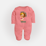 Little Mahabali Celebration Full Body Suit - PEACH - New Born (Chest 7.5")