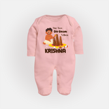 Tiny Toes Big Onam Vibes Full Body Suit - BABY PINK - New Born (Chest 7.5")