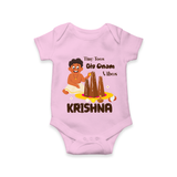 Tiny Toes Big Onam Vibes Romper - BABY PINK - New Born (Chest 14")