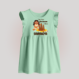 Onam Vibe Cute Little girl print Baby Frock - MINT GREEN - 0 - 3 Months Old (Chest 17")