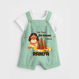 Tiny Toes Big Onam Vibes Girl Dungaree - MINT GREEN - 0 - 5 Months Old (Chest 18")