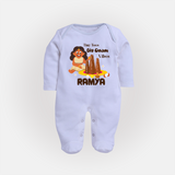 Tiny Toes Big Onam Vibes Girl Full Body Suit - BABY BLUE - New Born (Chest 7.5")