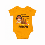 Tiny Toes Big Onam Vibes Girl Romper - CHROME YELLOW - New Born (Chest 14")