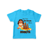 Tiny Toes Big Onam Vibes Girl T Shirt - SKY BLUE - 0-5 Months Old (Chest 17")