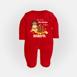 Tiny Toes Big Onam Vibes Girl Full Body Suit - RED - New Born (Chest 7.5")