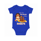 Tiny Toes Big Onam Vibes Girl Romper - COBALT BLUE - New Born (Chest 14")