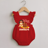 Tiny Toes Big Onam Vibes Girl Romper Frock - RED - 0 - 3 Months Old (Chest 19")