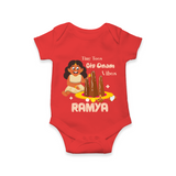 Tiny Toes Big Onam Vibes Girl Romper - RED - New Born (Chest 14")