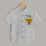 Chenda Ready Onam Celebration Shirt - GREY - 0 - 6 Months Old (Chest 23")