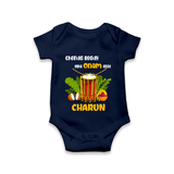 Chenda Ready Onam Celebration Romper - NAVY BLUE - New Born (Chest 14")