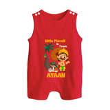 Little Maveli in Town Button Romper - RED - New Born (Chest 18")