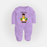 Onam Style Traditional Boy Full Body Suit - LILAC - New Born (Chest 7.5")