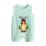 Onam Style Traditional Girl Button Romper - MINT GREEN - New Born (Chest 18")