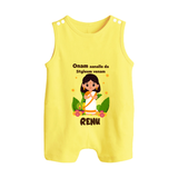 Onam Style Traditional Girl Button Romper - PASTEL YELLOW - New Born (Chest 18")