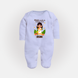 Onam Style Traditional Girl Full Body Suit - BABY BLUE - New Born (Chest 7.5")