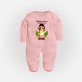Onam Style Traditional Girl Full Body Suit - BABY PINK - New Born (Chest 7.5")