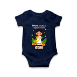 Onam Style Traditional Girl Romper - NAVY BLUE - New Born (Chest 14")