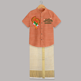 Kathakali Heritage Split Face Personalized Shirt and Dhoti - ORANGE - 0 - 6 Months Old (Chest-23") (Dhoti length-14")