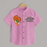 Kathakali Heritage Split Face Personalized Shirt - BABY PINK - 0 - 6 Months Old (Chest 23")
