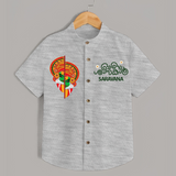 Kathakali Heritage Split Face Personalized Shirt - GREY - 0 - 6 Months Old (Chest 23")