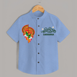 Kathakali Heritage Split Face Personalized Shirt - SKY BLUE - 0 - 6 Months Old (Chest 23")