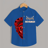 Happy Onam Kathakali Grandeur Personalized Shirt - COBALT BLUE - 0 - 6 Months Old (Chest 23")