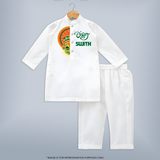 Onam Kathakali Peek Personalized Kurta - WHITE - 3 - 6 Months Old (Chest 24", Kurta Length 14'', Waist 19", Pant Length 14")
