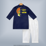 Onam Kathakali Peek Personalized Kurta - NAVY BLUE - 3 - 6 Months Old (Chest 24", Kurta Length 14'', Waist 19", Pant Length 14")