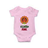 Kathakali Heritage Emblem Romper - BABY PINK - New Born (Chest 14")