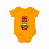 Kathakali Heritage Emblem Romper - CHROME YELLOW - New Born (Chest 14")