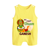 My First Onam Kathakali Button Romper - PASTEL YELLOW - New Born (Chest 18")