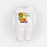 My First Onam Kathakali Full Body Suit - WHITE - New Born (Chest 7.5")