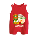 My First Onam Kathakali Button Romper - RED - New Born (Chest 18")