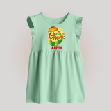 My First Onam Banana Leaf Celebration Baby Frock - MINT GREEN - 0 - 3 Months Old (Chest 17")