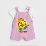 My First Onam Banana Leaf Celebration Dungaree - BABY PINK - 0 - 5 Months Old (Chest 18")