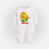 My First Onam Banana Leaf Celebration Full Body Suit - WHITE - New Born (Chest 7.5")