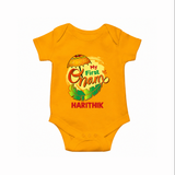 My First Onam Banana Leaf Celebration Romper - CHROME YELLOW - New Born (Chest 14")