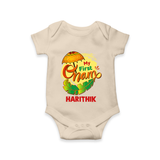 My First Onam Banana Leaf Celebration Romper - IVORY - New Born (Chest 14")