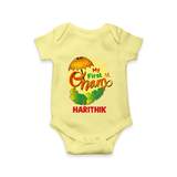 My First Onam Banana Leaf Celebration Romper - PASTEL YELLOW - New Born (Chest 14")