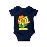 My First Onam Banana Leaf Celebration Romper - NAVY BLUE - New Born (Chest 14")