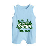 My First Onam Kerala Festive Silhouette Button Romper - BABY BLUE - New Born (Chest 18")