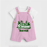 My First Onam Kerala Festive Silhouette Dungaree - BABY PINK - 0 - 5 Months Old (Chest 18")
