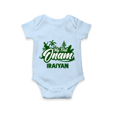My First Onam Kerala Festive Silhouette Romper - BABY BLUE - New Born (Chest 14")