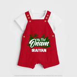 My First Onam Kerala Festive Silhouette Dungaree - RED - 0 - 5 Months Old (Chest 18")