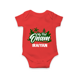 My First Onam Kerala Festive Silhouette Romper - RED - New Born (Chest 14")